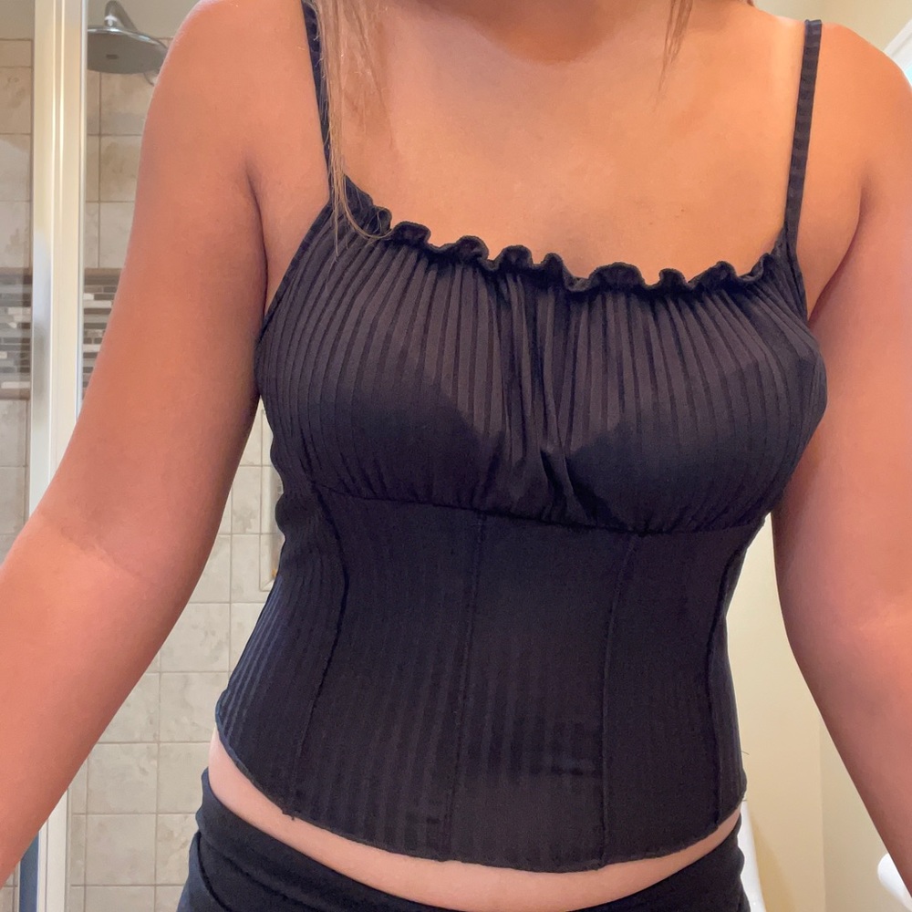 Black Ruffled Cami Top